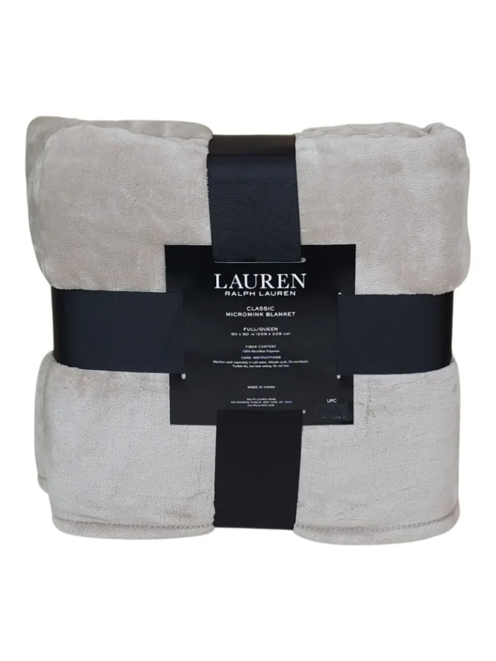 Lauren Ralph Lauren Classic Micromink Blanket Queen Luxuriously Soft Beige 90x90